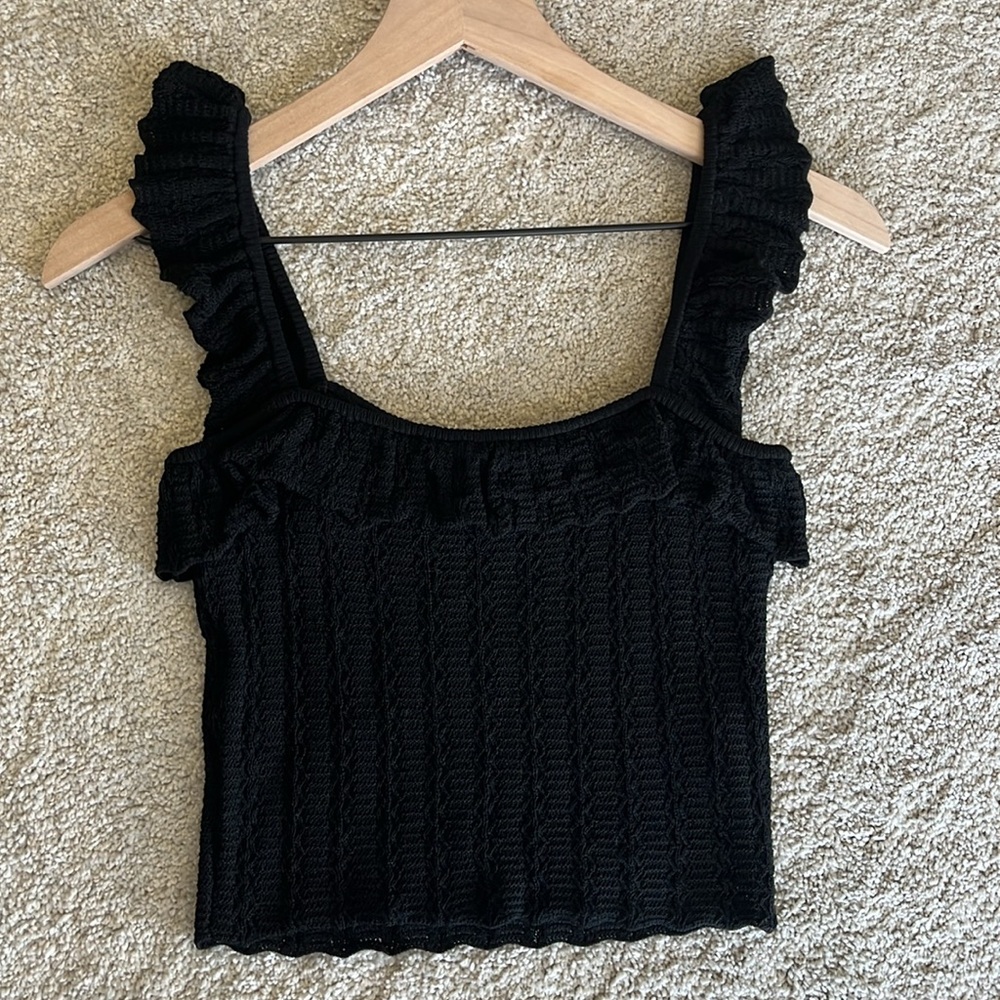 ZARA Crochet Ruffled Crop Top.